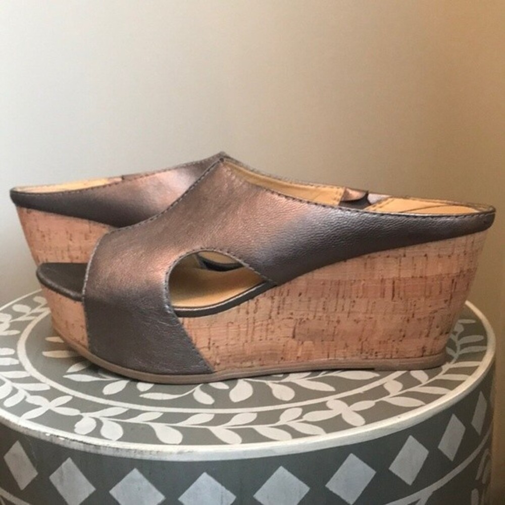 Franco Sarto Wedge Open Toe Sandals Bronze sz 10